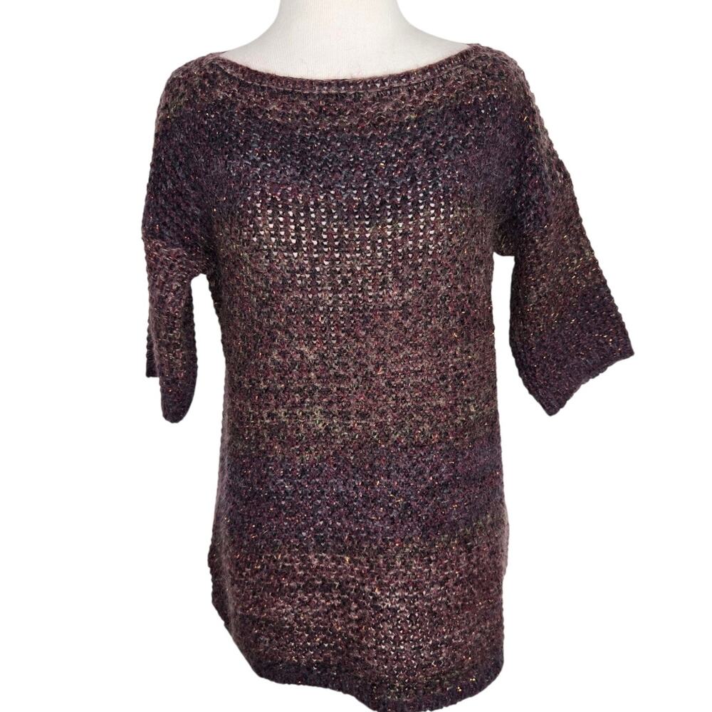 Elsamanda Women Quiet Luxury Mohair Sweater Marled Italy Ombre Metallic Medium